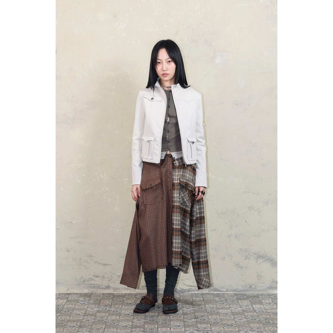 스틸레써디 샤이니 레더 자켓 아이보리(Still Lethardy Shiny Leather Jacket Ivory) - 4