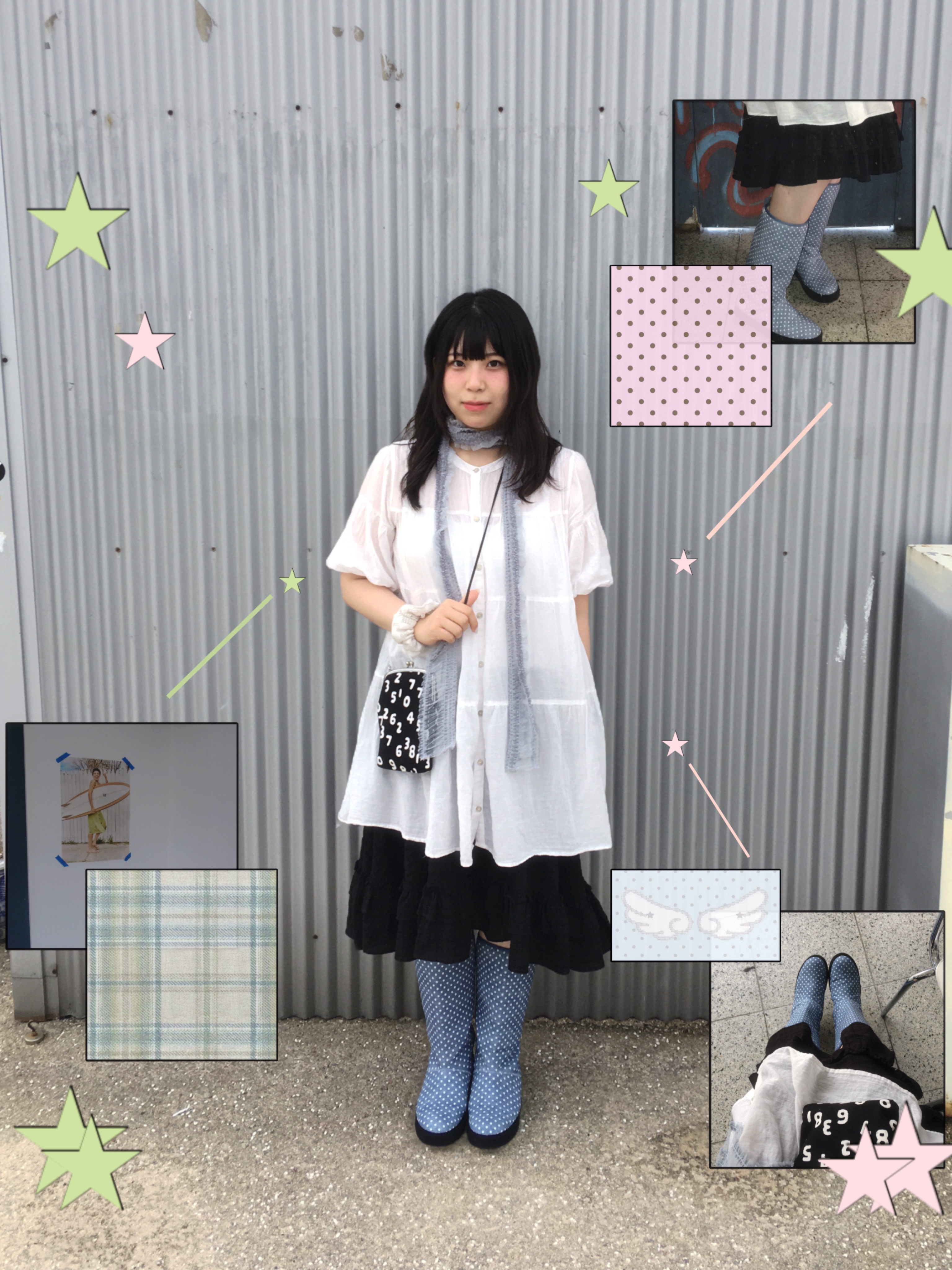 [KREAM 단독] Safarispot Basic Safari Dots Rain Boot Indigo, Sou Sou Canvas Soft Gamaguchi Bag Large Black (with 110cm Black Leather Strap) 착용 스타일 - 1