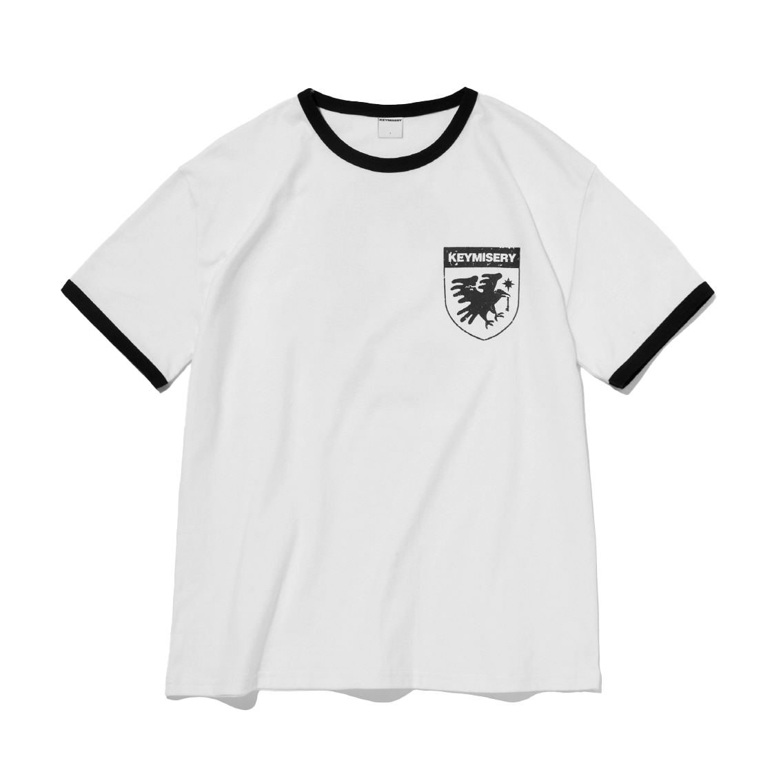 KAU3TS01-WHE Keymisery Crow Key's Crop Ringer T-Shirt White
