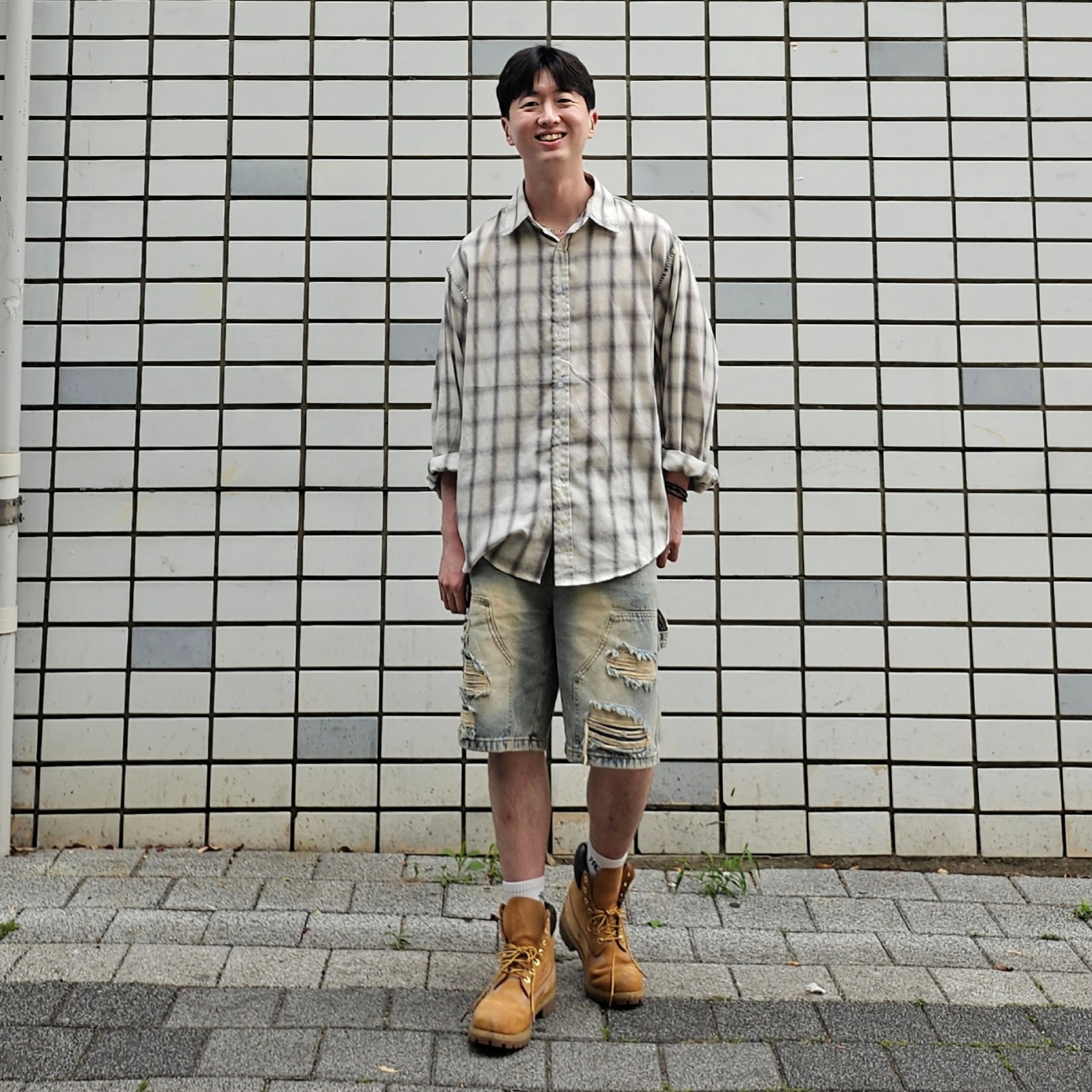 Timberland Premium 6 inch Waterproof Boot Wheat Nubuck - Medium 착용 스타일 - 2