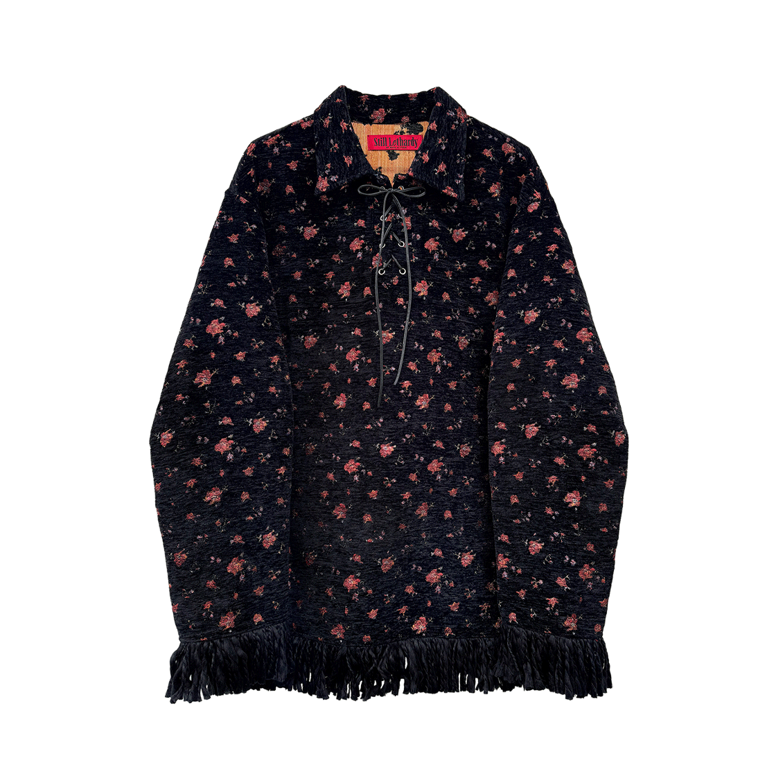 SL24FWTP01BK Still Lethardy Jacquard Fringe Top Black