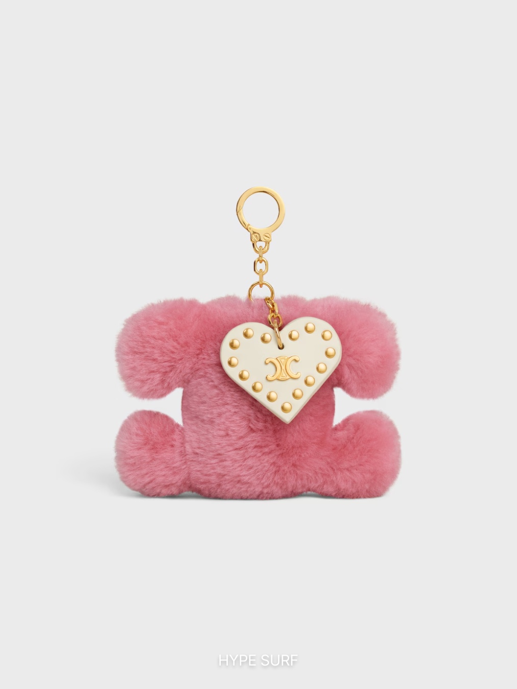 Celine Triomphe Pom-Pom Charm in Shearling and Calfskin Natural Mauve, Celine Triomphe Pom-Pom Charm in Shearling & Calfskin Jaune Blanc 착용 스타일 - 5