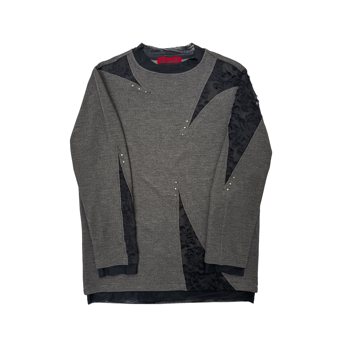 SL25SSTS04GY Still Lethardy Slash Studded Top Grey