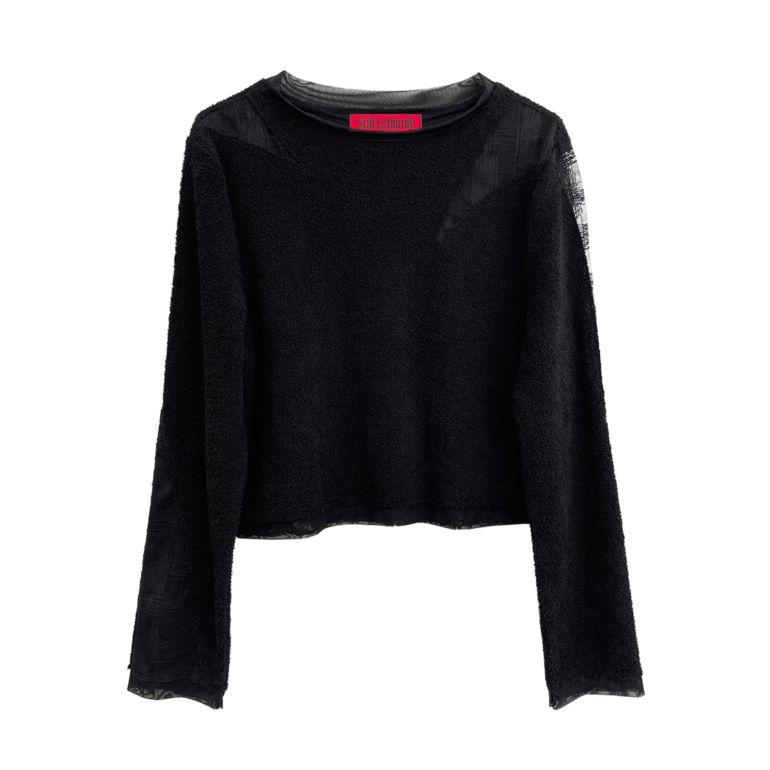 SL23FWTS02BK Still Lethardy Check Combi Terry Top Black