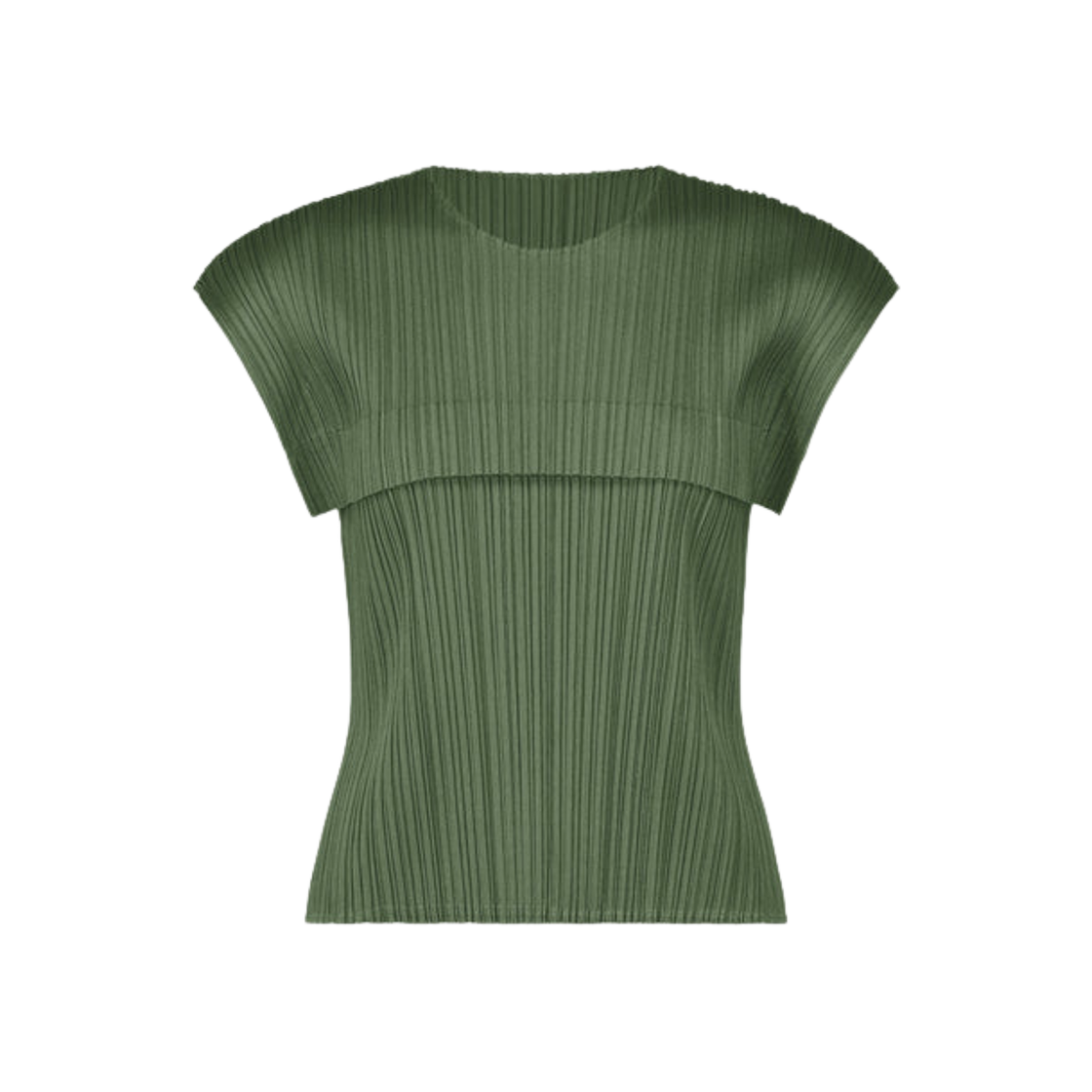 (W) 플리츠 플리즈 이세이 미야케 MC 준 프렌치 슬리브 탑 모스 그린((W) Pleats Please Issey Miyake MC June French Sleeve Top Moss Green) - 1