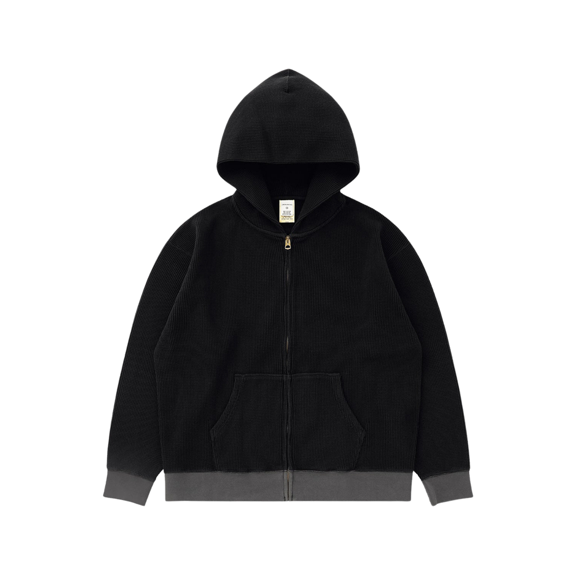 카키스 와플 풀 집 후드 블랙(Khakis Waffle Full Zip Hoodie Black)