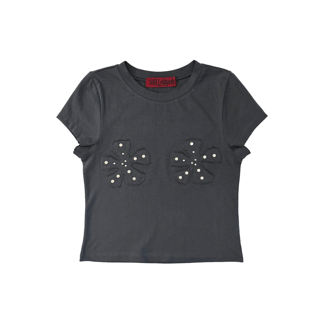 스틸레써디 플라워 쇼트 슬리브 티 그레이(Still Lethardy Flower Short Sleeve Tee Grey)