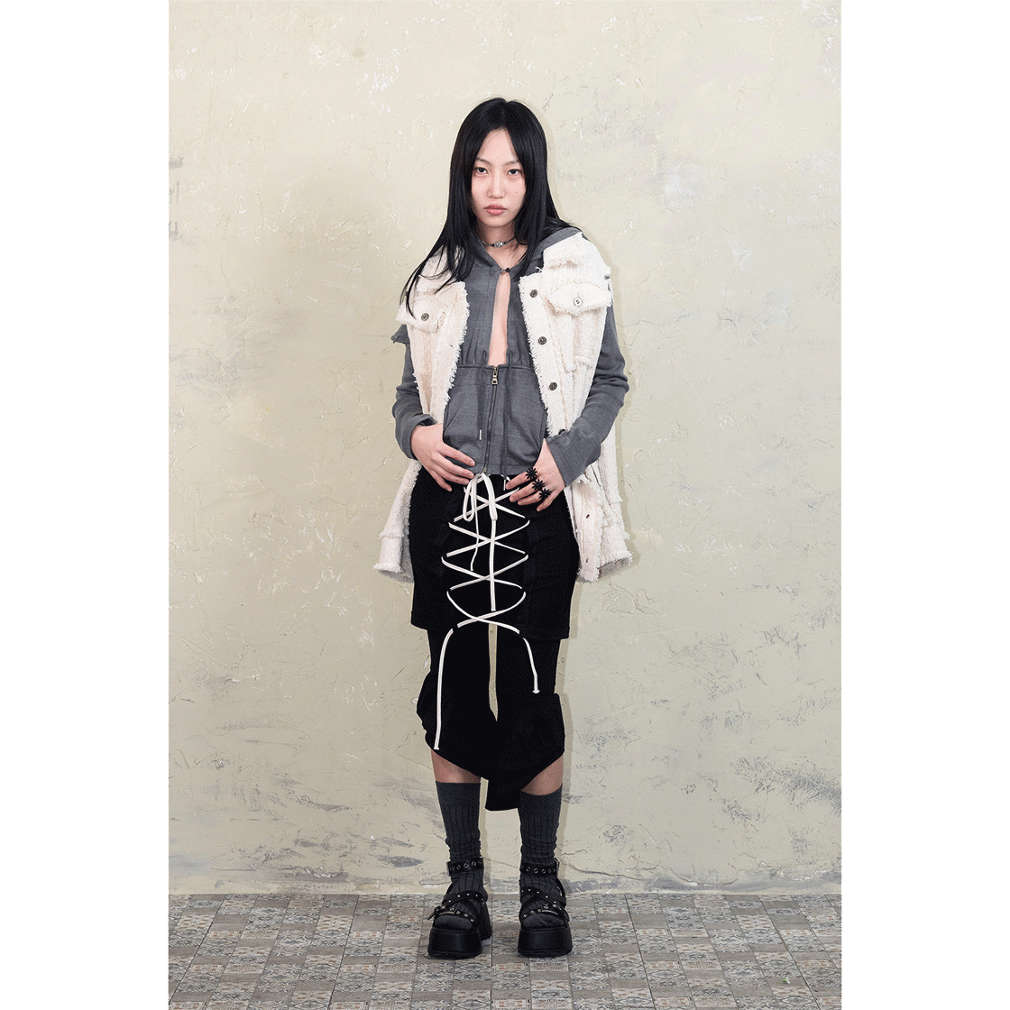 스틸레써디 슬리브 오프 셔링 후디 그레이(Still Lethardy Sleeve-Off Shirring Hoodie Grey) - 5