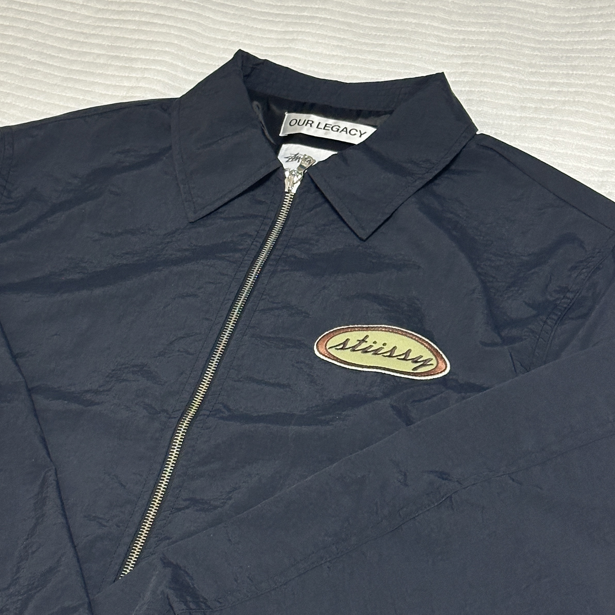 Stussy x Our Legacy Work Shop Blouson Jacket Midnight Nylon Taffeta 착용 스타일 - 2