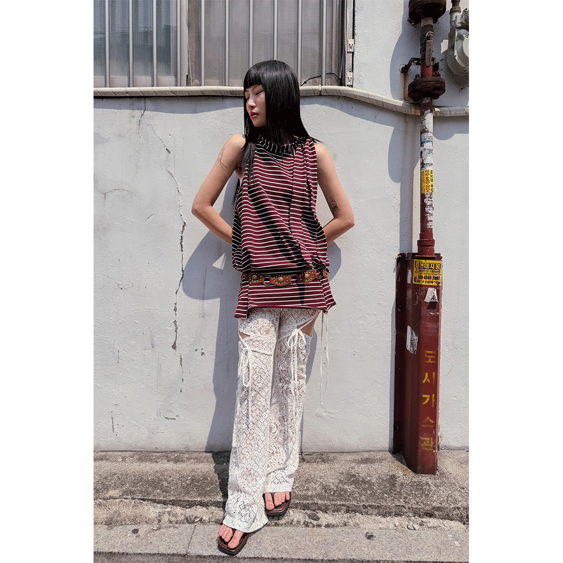 스틸레써디 힙킨 스트라이프 홀터 와인(Still Lethardy Hipkin Stripe Halter Wine) - 4