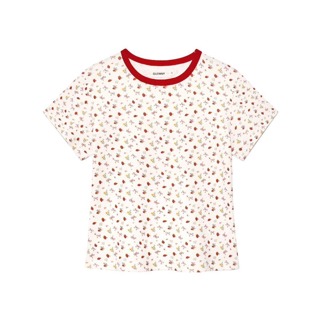 (W) 글로니 와일드 베이비 티셔츠 스트로베리 보우((W) Glowny Wild Baby T-Shirt Strawberry Bow)