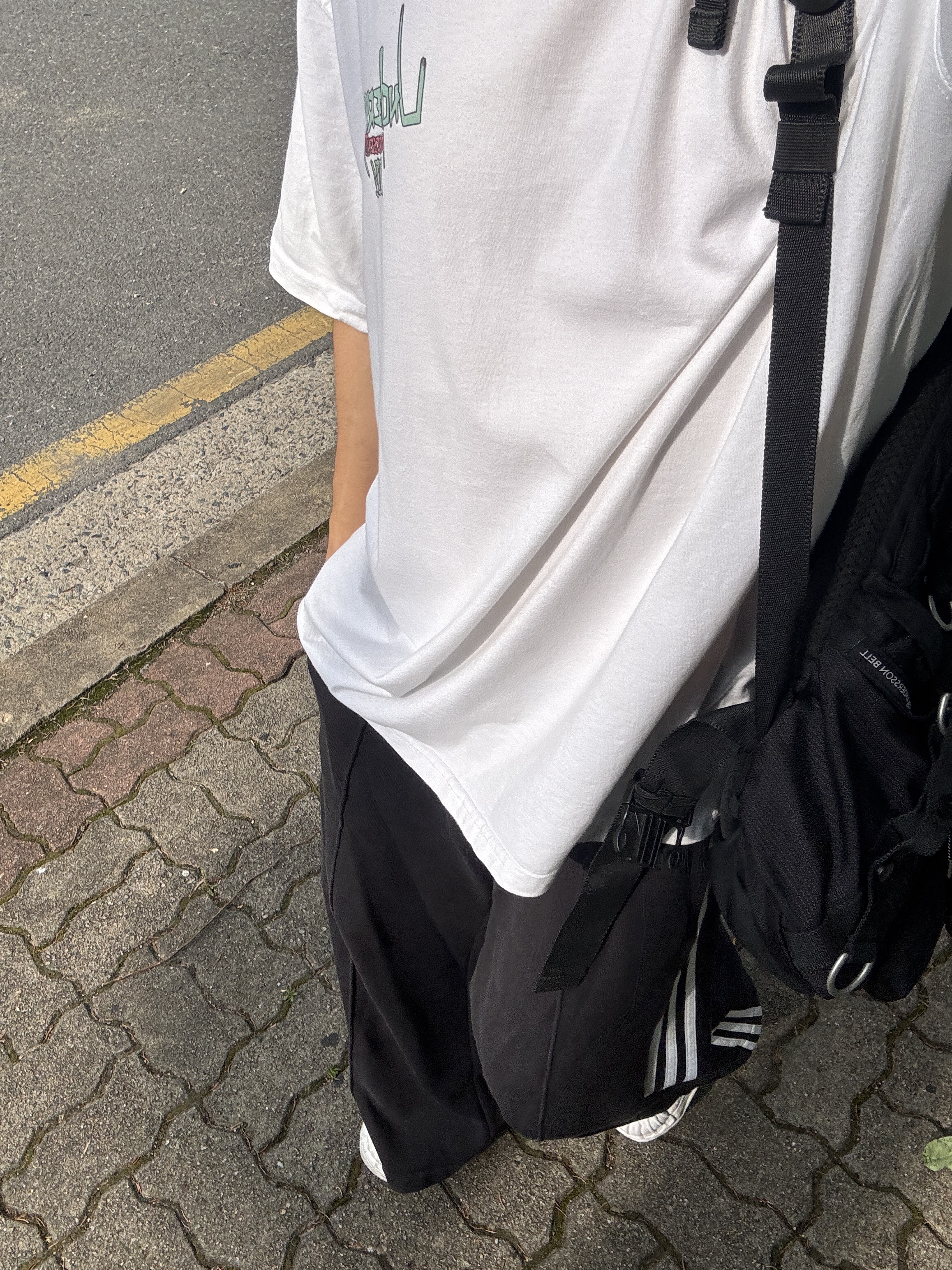 (W) Adidas 3S Loose French Terry Wide Leg Pants Black - KR Sizing, Maison Mihara Yasuhiro Blakey OG Sole Canvas Low-top Sneakers Black White 착용 스타일 - 1