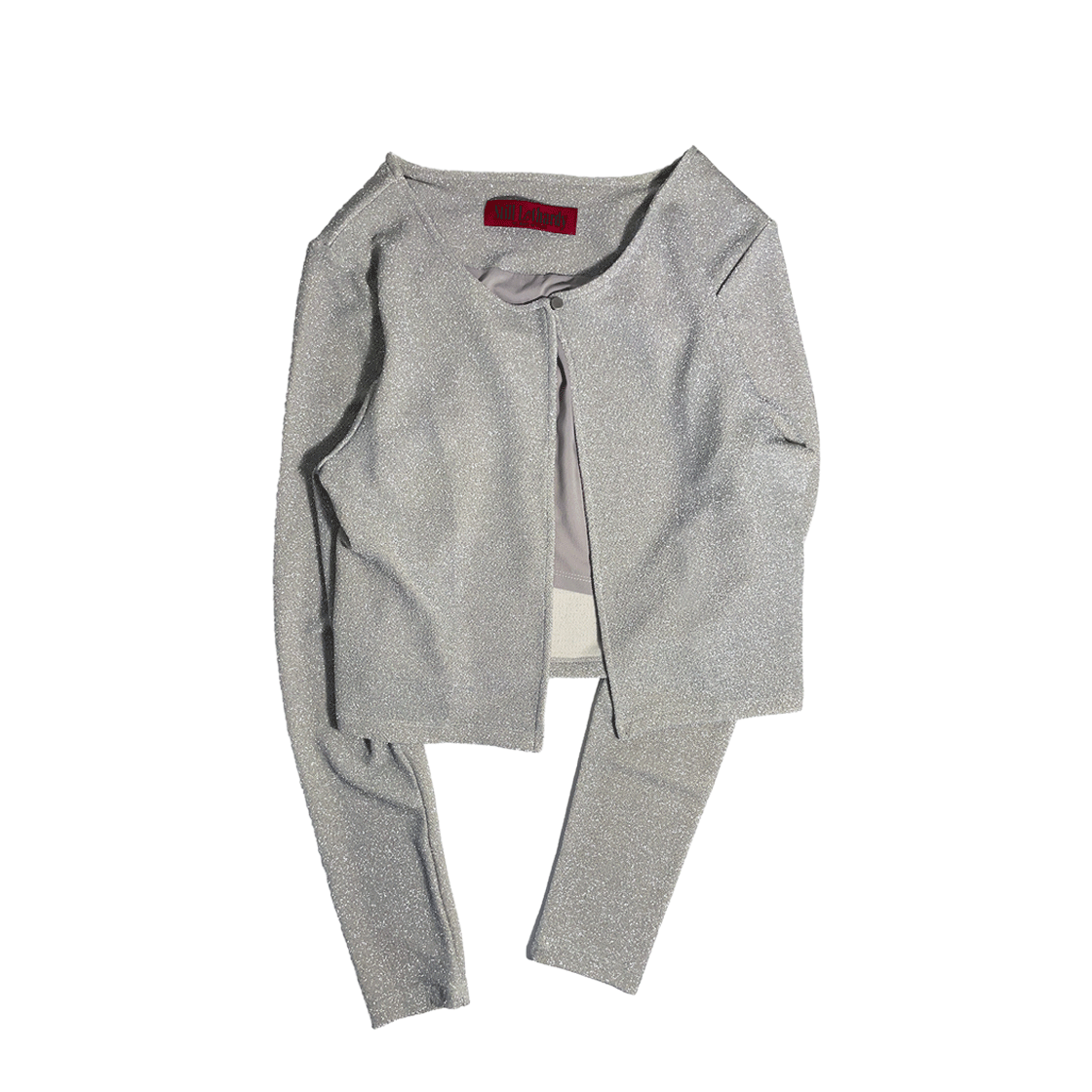 SL23SSCD02SV Still Lethardy Glitter Short Cardigan Silver