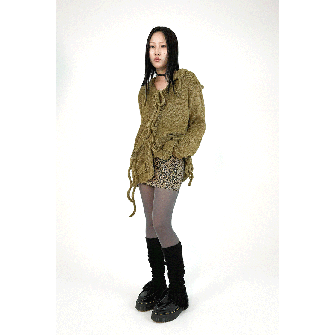 스틸레써디 레이스업 셔디건 카키(Still Lethardy Lace-Up Shirdigan Khaki) - 5