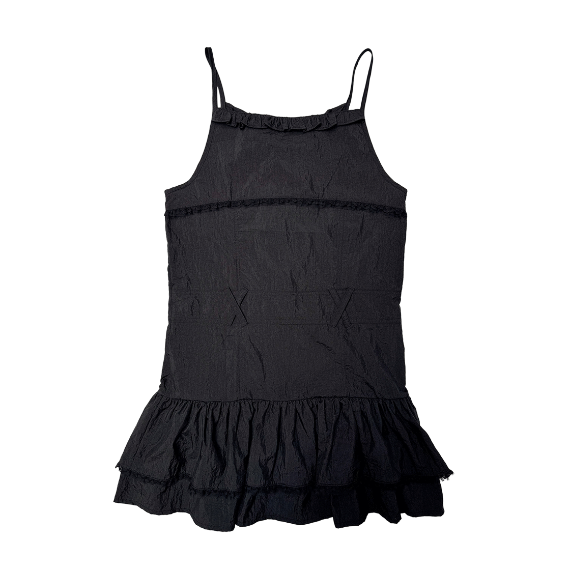 스틸레써디 러플 버튼 드레스 블랙(Still Lethardy Ruffle button Dress Black) - 2