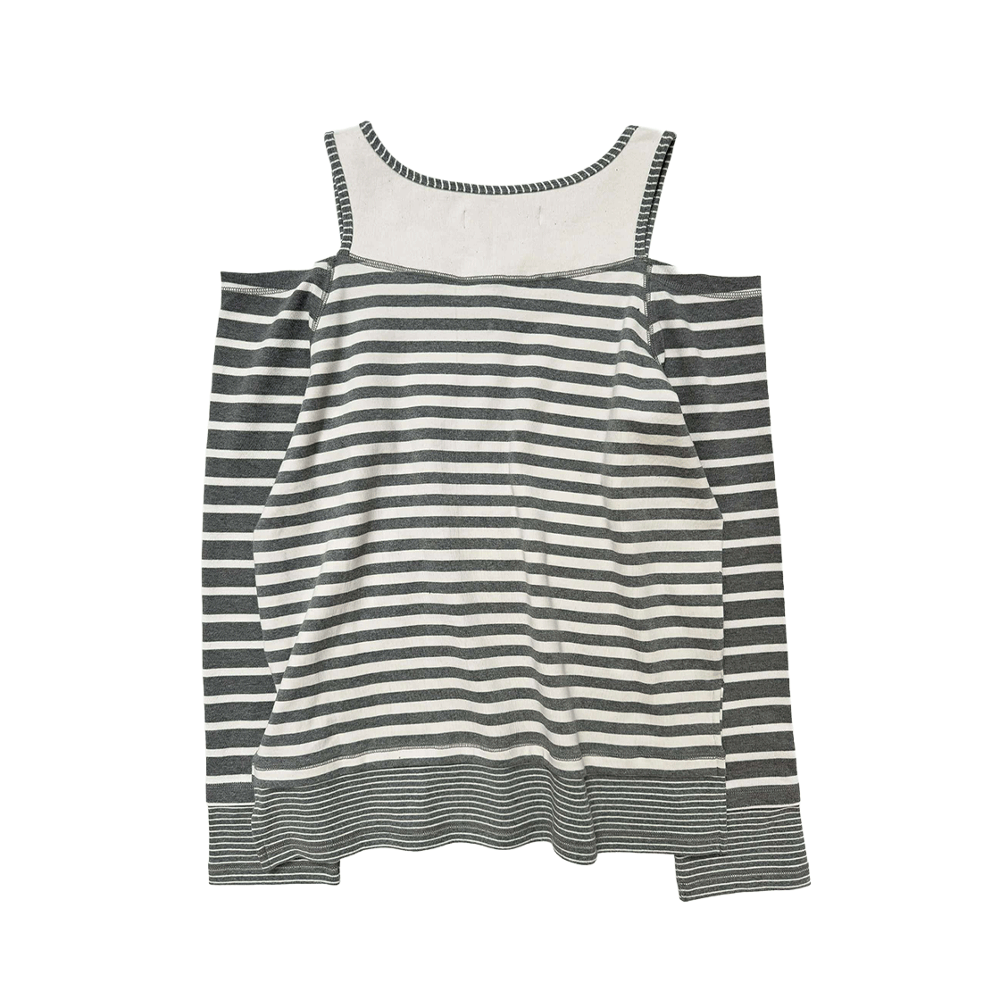 스틸레써디 오버로크 오프숄더 티셔츠 스트라이프 그레이(Still Lethardy Overlocked Off-Shoulder T-Shirt St.Grey) - 2