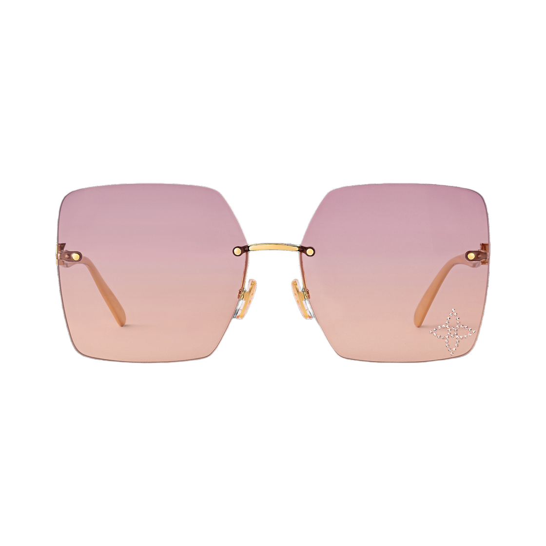(W) 루이비통 LV 글램 2.0 스퀘어 선글라스 핑크 골드((W) Louis Vuitton LV Glam 2.0 Square Sunglasses Pink Gold)
