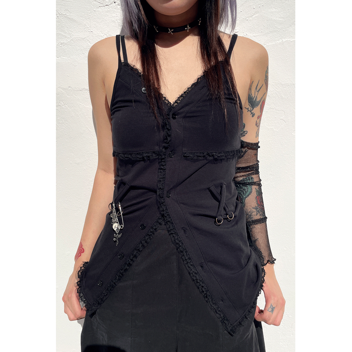 스틸레써디 레이스 저지 탑 블랙(Still Lethardy Lace Jersey Top Black) - 4