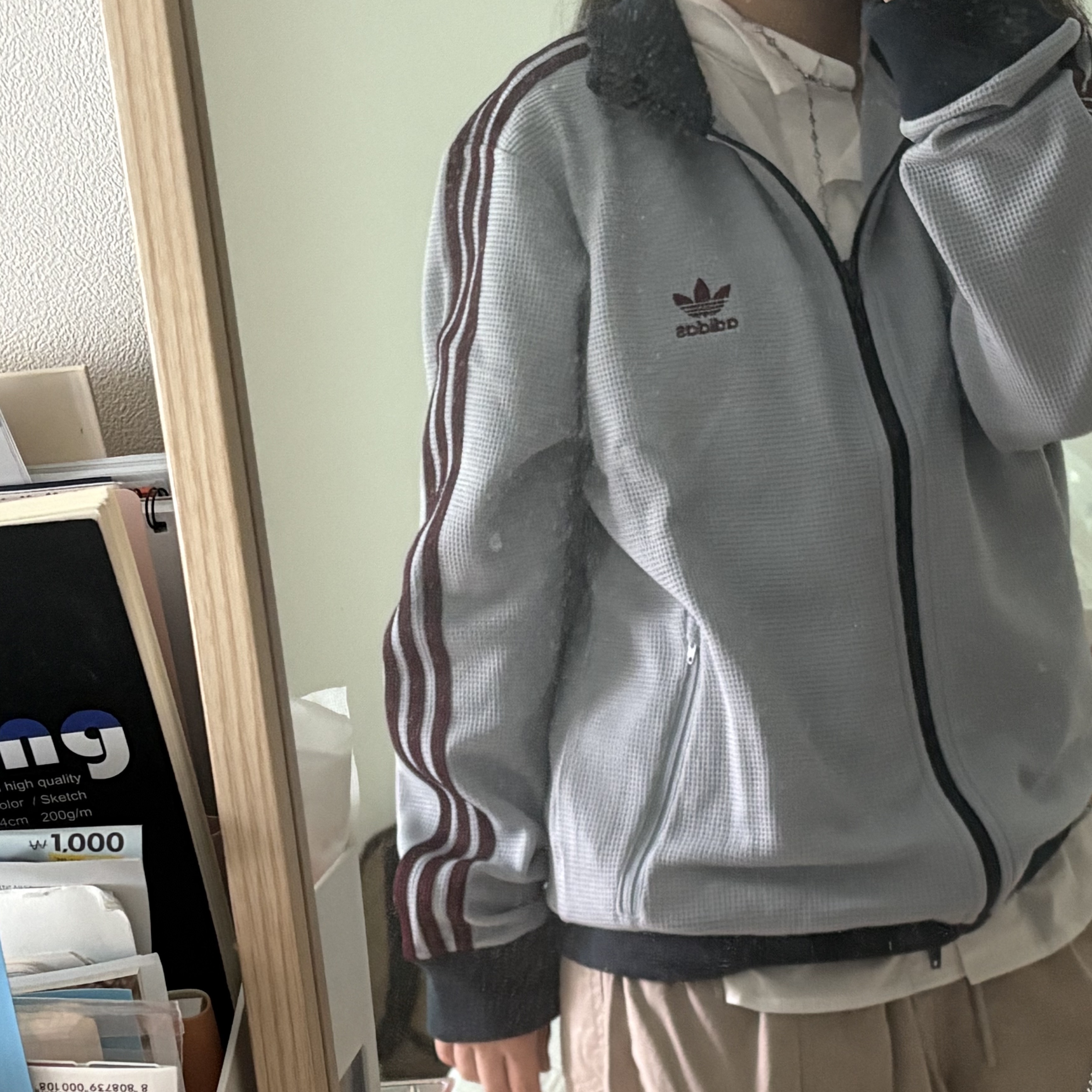 Adidas Originals Track Top Light Grey - KR Sizing 착용 스타일 - 1