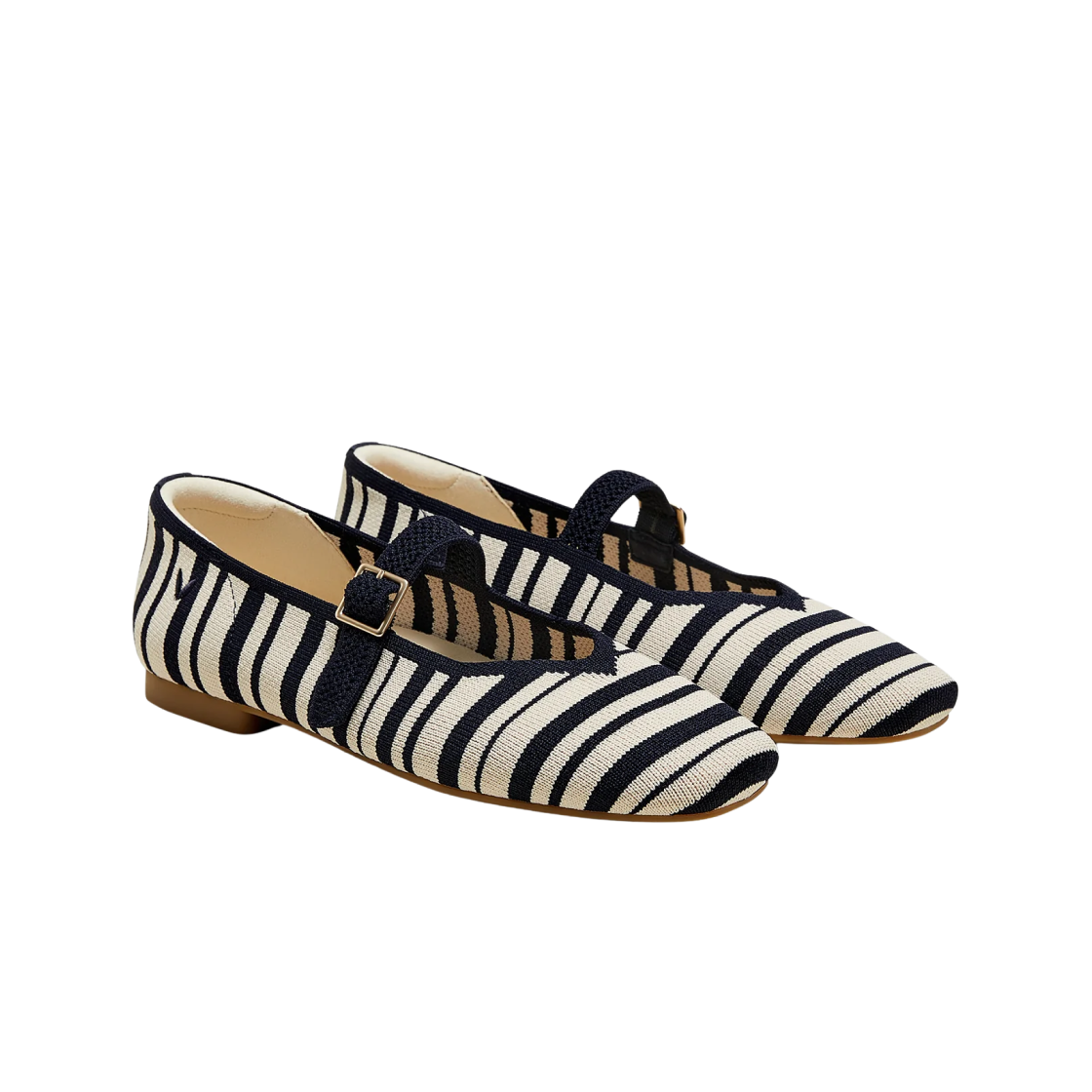 (W) 비바이아 마고 메리제인 네이비 아이보리 멀티 스트라이프((W) Vivaia Margot Maryjane Navy Ivory Multi Stripe) - 2