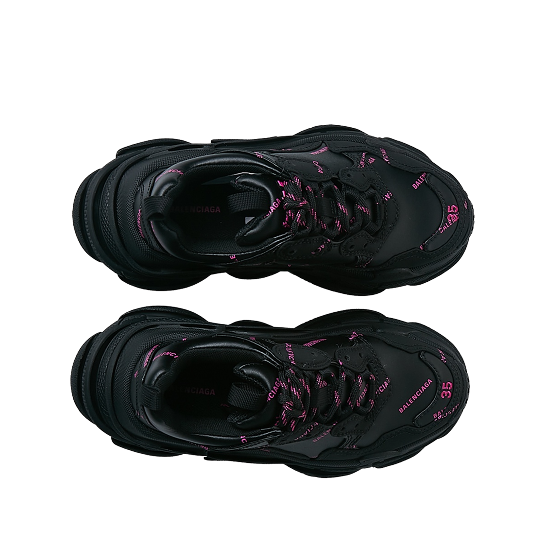 (W) 발렌시아가 올오버 로고 트리플 S 스니커즈 블랙 핑크((W) Balenciaga Allover Logo Triple S Sneakers Black Pink) - 2