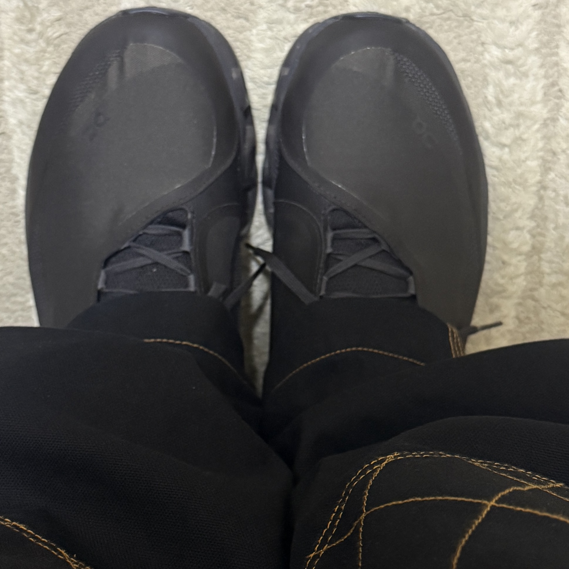 On Running x Post Archive Faction (Paf) Cloudmonster 2 Thorn Brown, Kapital Thin Canvas Lumber Pants Black 착용 스타일