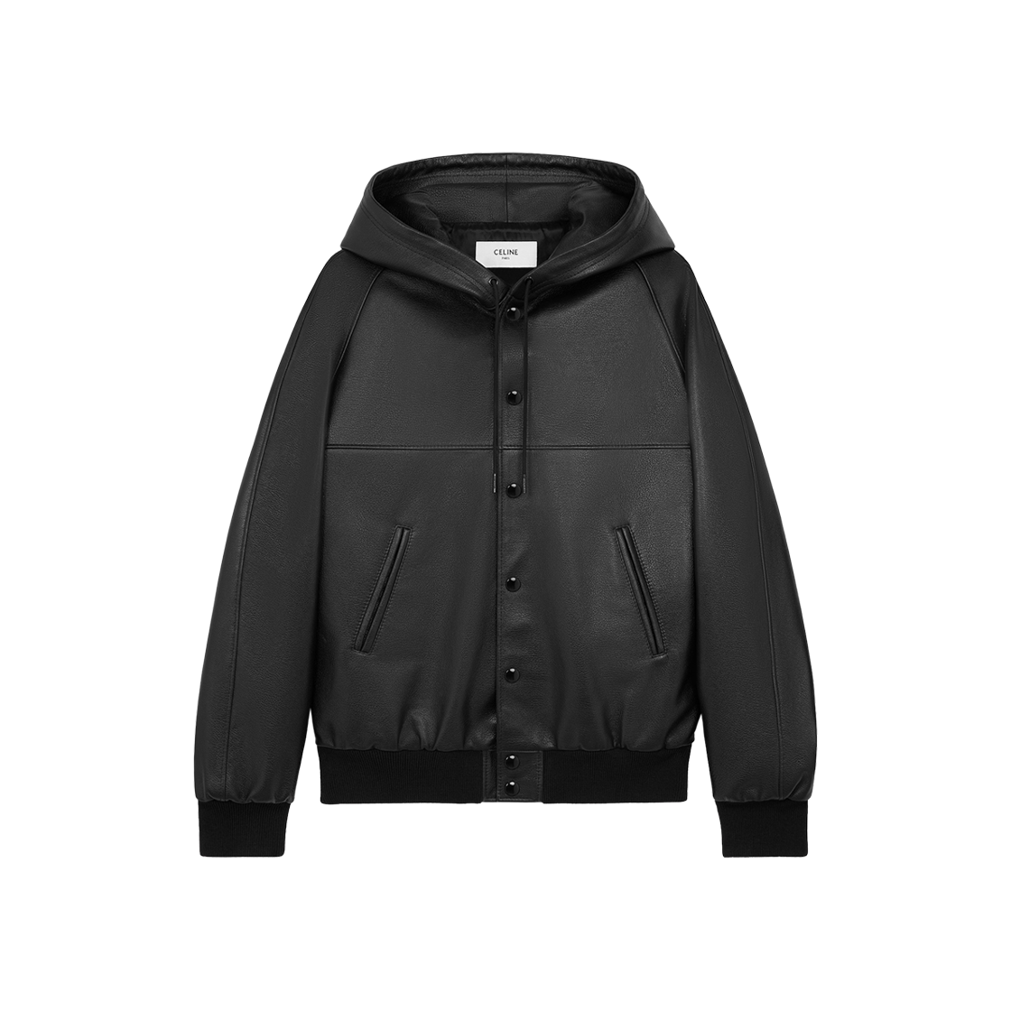 RV0H6820Y-38NO Celine Loose Blouson Jacket in Textured Lambskin Black