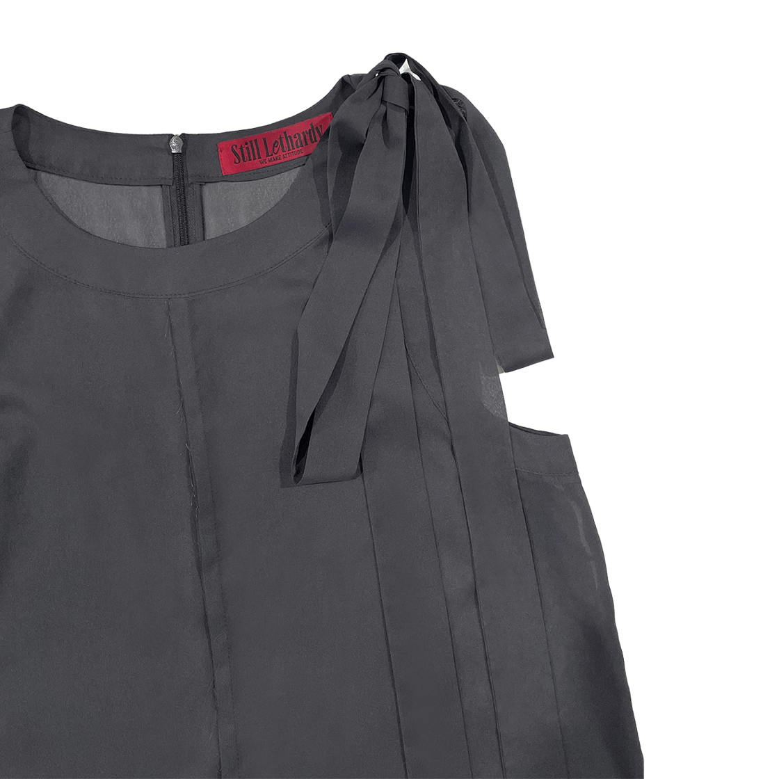 스틸레써디 리본 미니 드레스 차콜(Still Lethardy Ribbon Mini Dress Charcoal) - 3