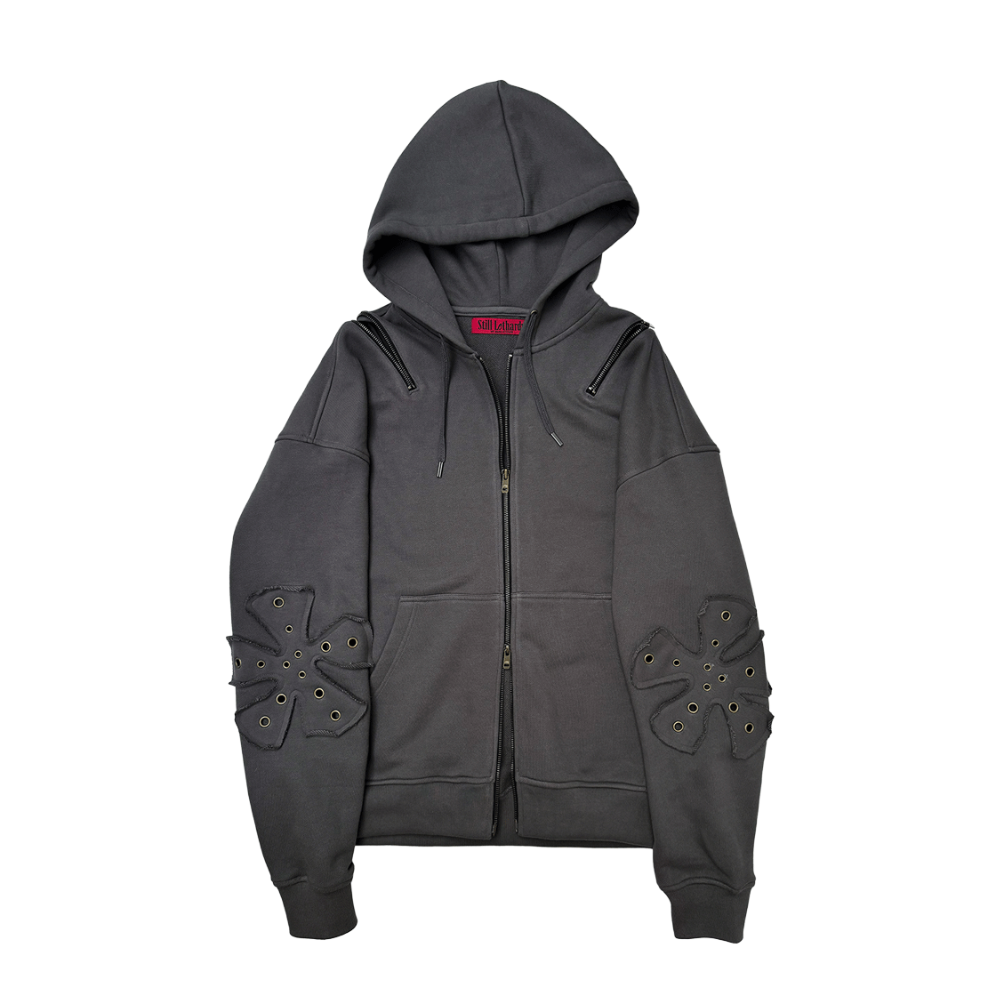 SL24FWJP02GY Still Lethardy Antique Flower Hoodie Grey