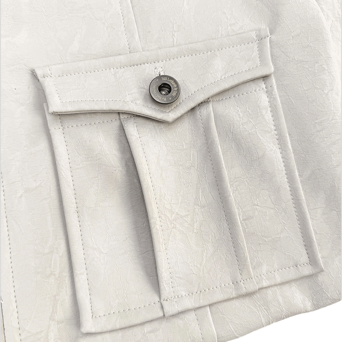 스틸레써디 샤이니 레더 자켓 아이보리(Still Lethardy Shiny Leather Jacket Ivory) - 3