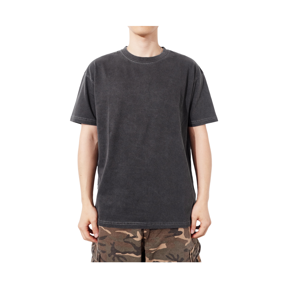 Q5MMTS047CHA QT8 GARMENTS Pigment Plain Tee Charcoal - #3