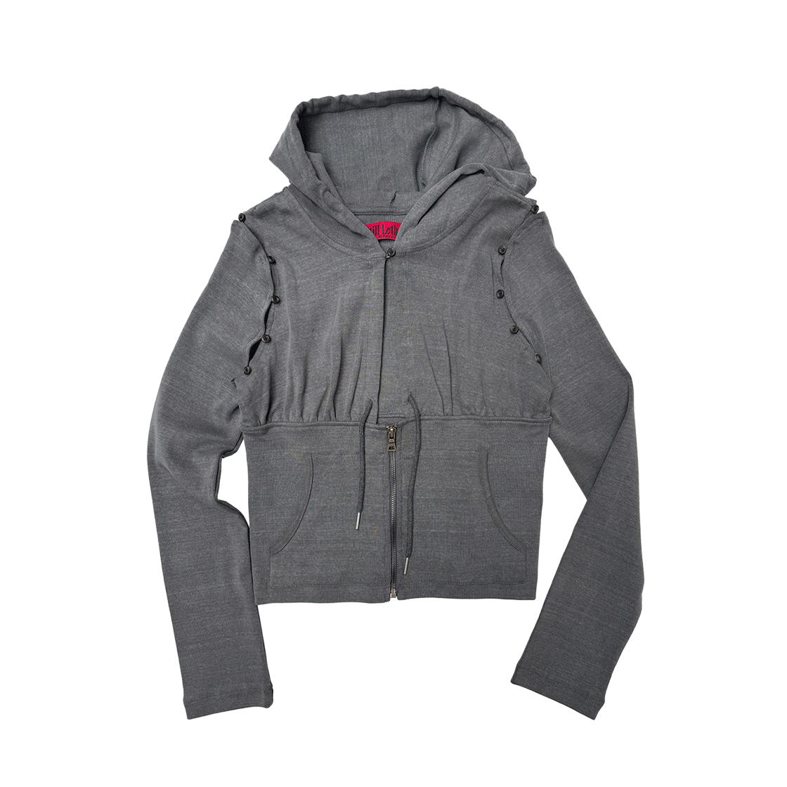 SL25SSJP03GY Still Lethardy Sleeve-Off Shirring Hoodie Grey