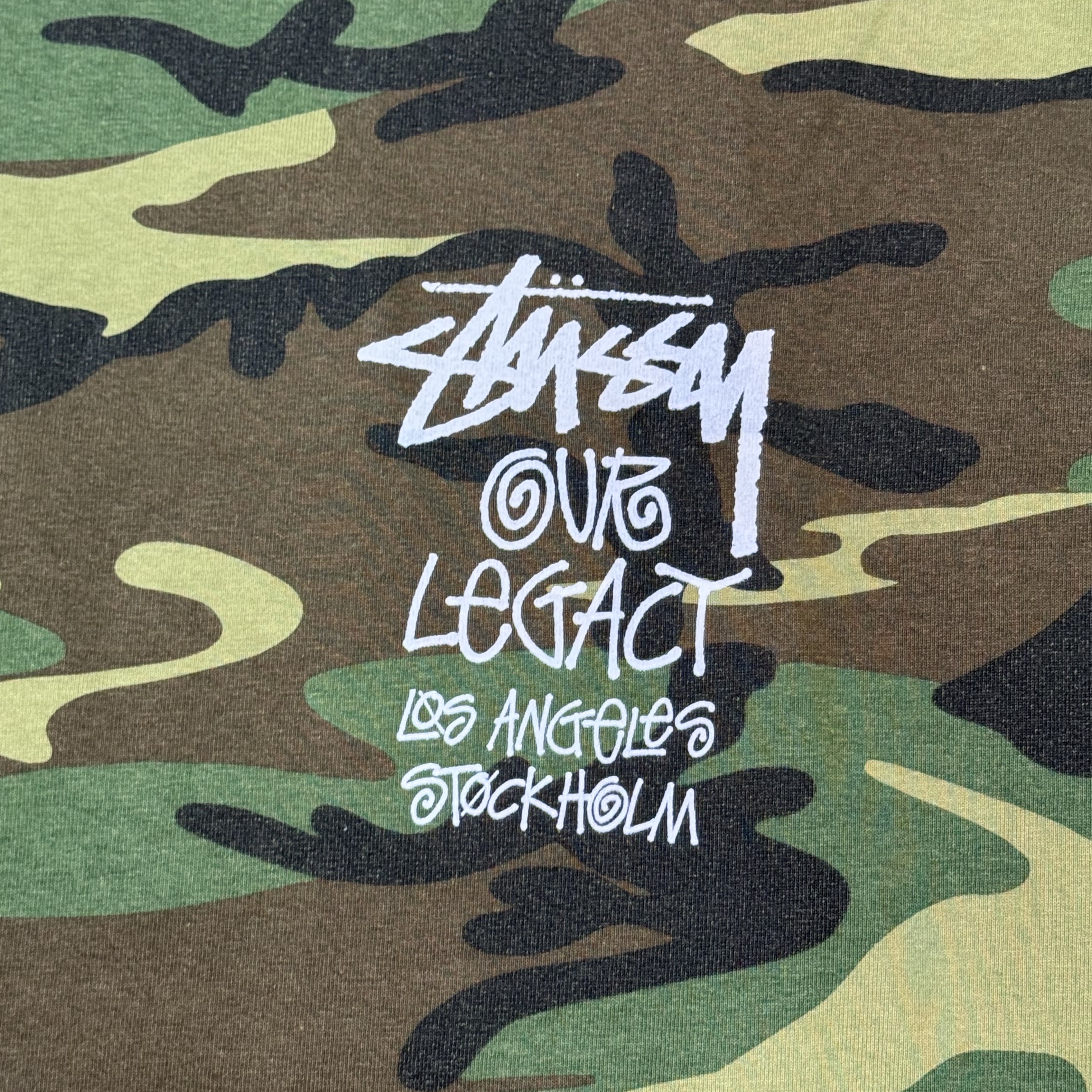 Stussy x Our Legacy Work Shop Surfman Pigment Dyed T-Shirt Camo 착용 스타일 - 2