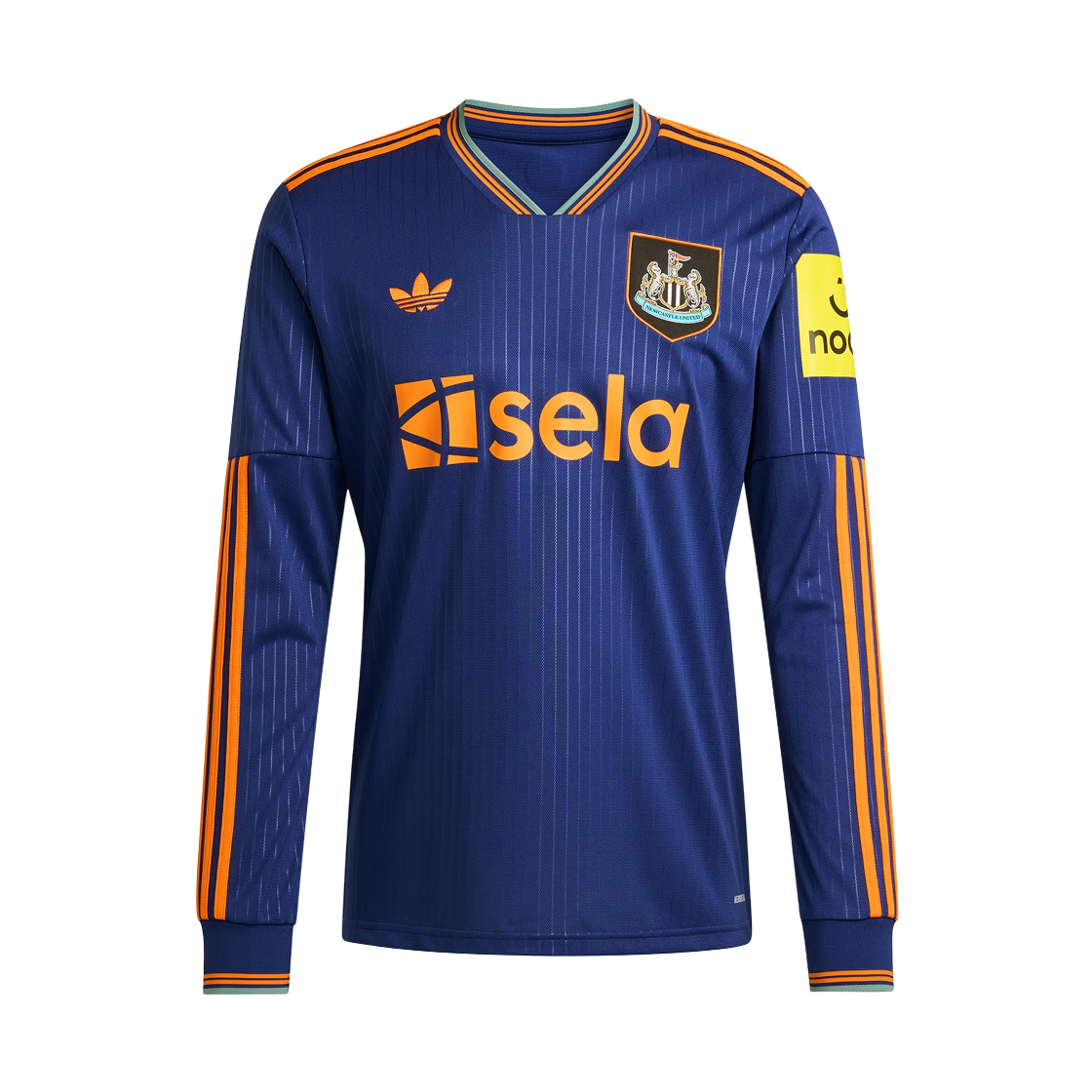 아디다스 뉴캐슬 유나이티드 FC 2025/26 3rd 롱슬리브 저지 빅토리 블루 바이아 오렌지 - US 사이즈 (논 마킹 버전)(Adidas Newcastle United FC 2025/26 3rd Long Sleeve Jersey Victory Blue Bahia Orange - US Sizing (Non Marking Ver.))