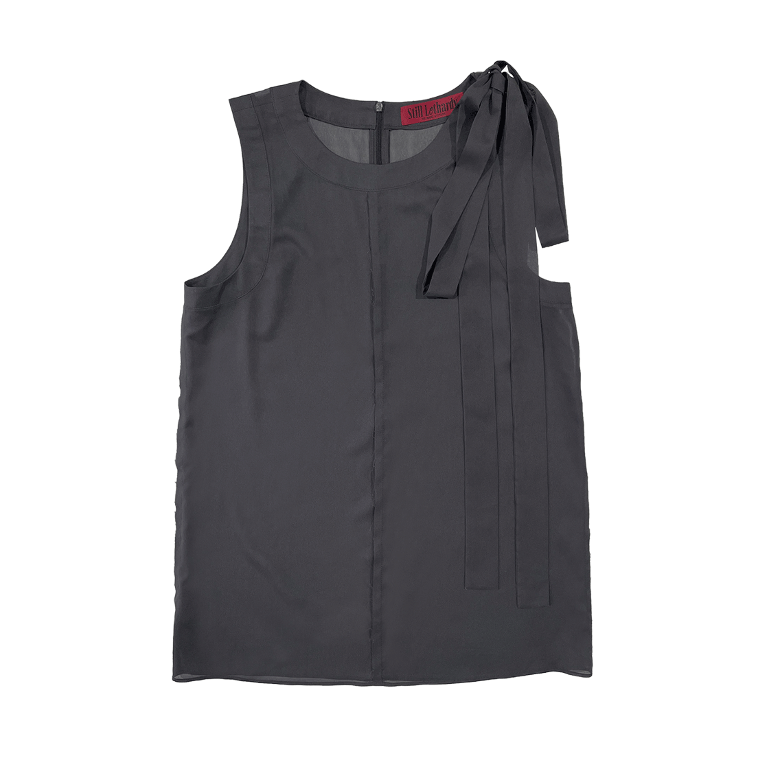 스틸레써디 리본 미니 드레스 차콜(Still Lethardy Ribbon Mini Dress Charcoal)