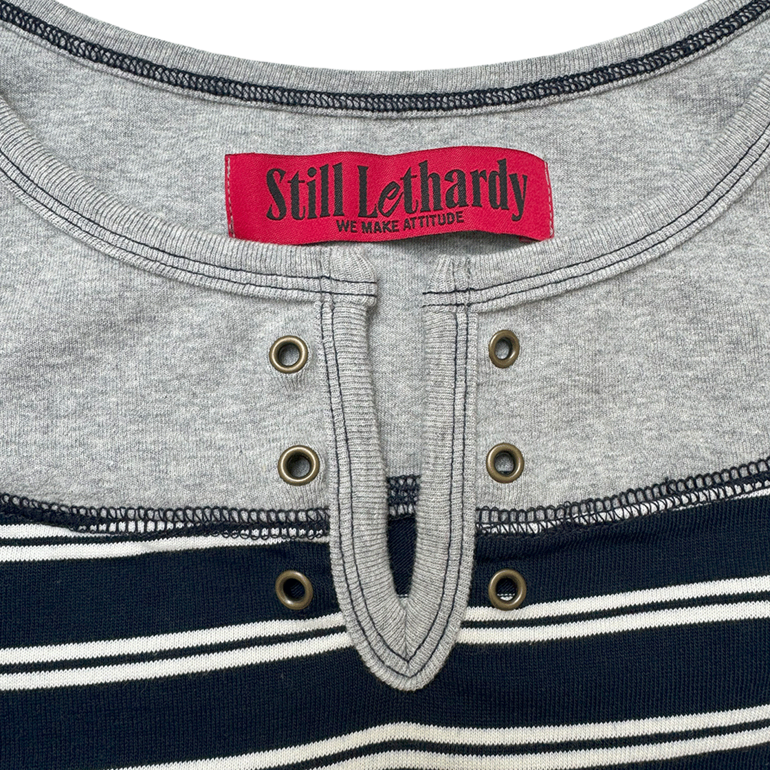스틸레써디 오버로크 오프숄더 티셔츠 스트라이프 네이비(Still Lethardy Overlocked Off-Shoulder T-Shirt St.Navy) - 3
