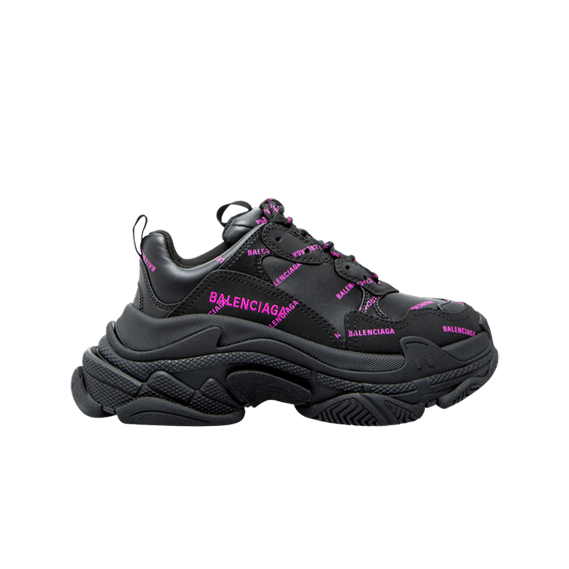 (W) 발렌시아가 올오버 로고 트리플 S 스니커즈 블랙 핑크((W) Balenciaga Allover Logo Triple S Sneakers Black Pink) - 1