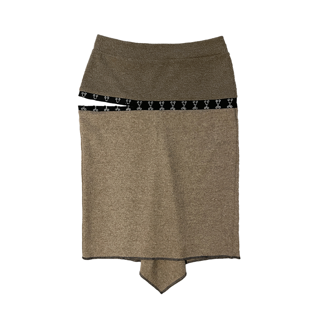 SL23FWSK03BR Still Lethardy Hook N Eye Tail Skirt Brown