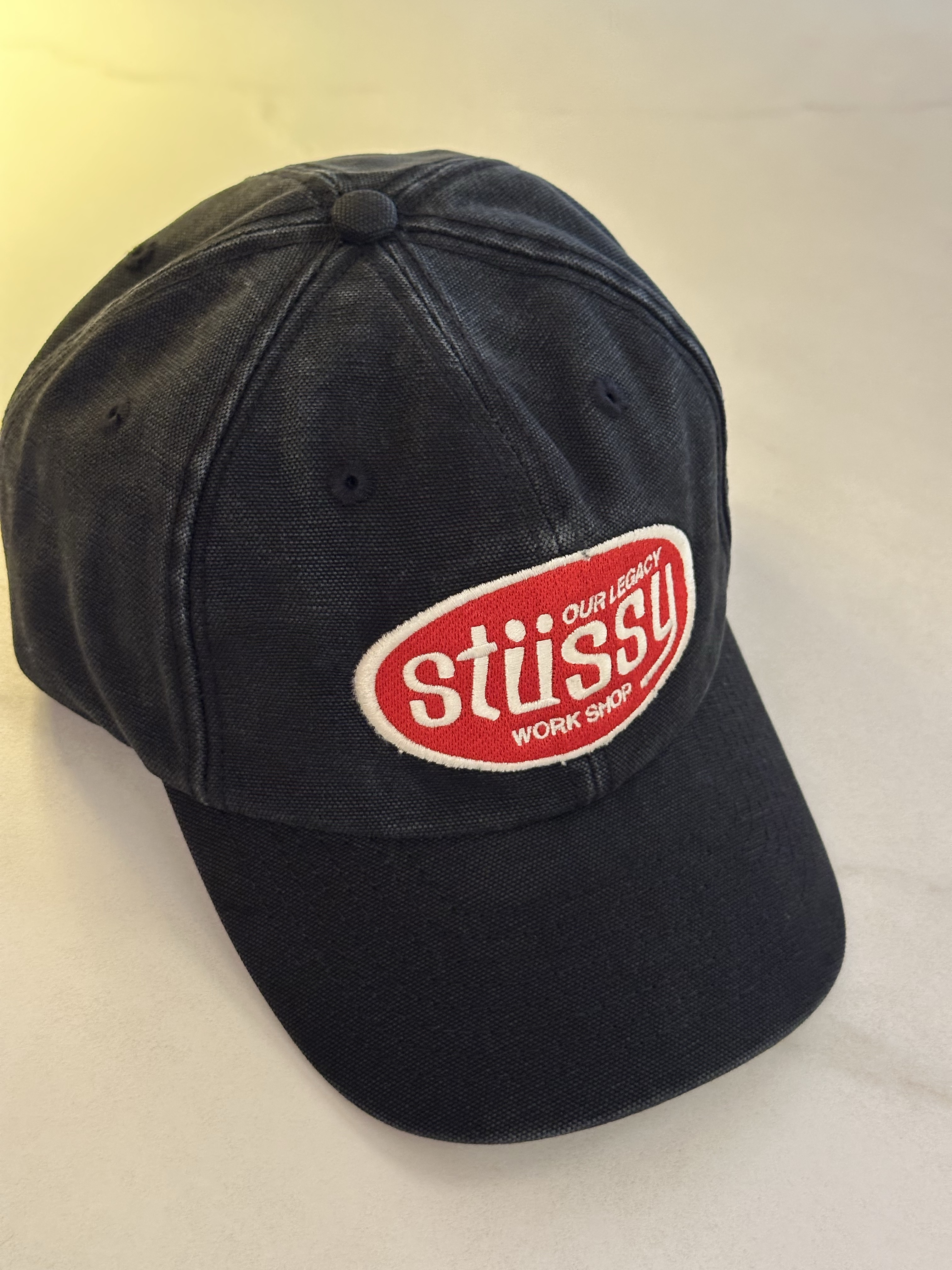 Stussy x Our Legacy Work Shop Mid-depth Cap Black 착용 스타일 - 1