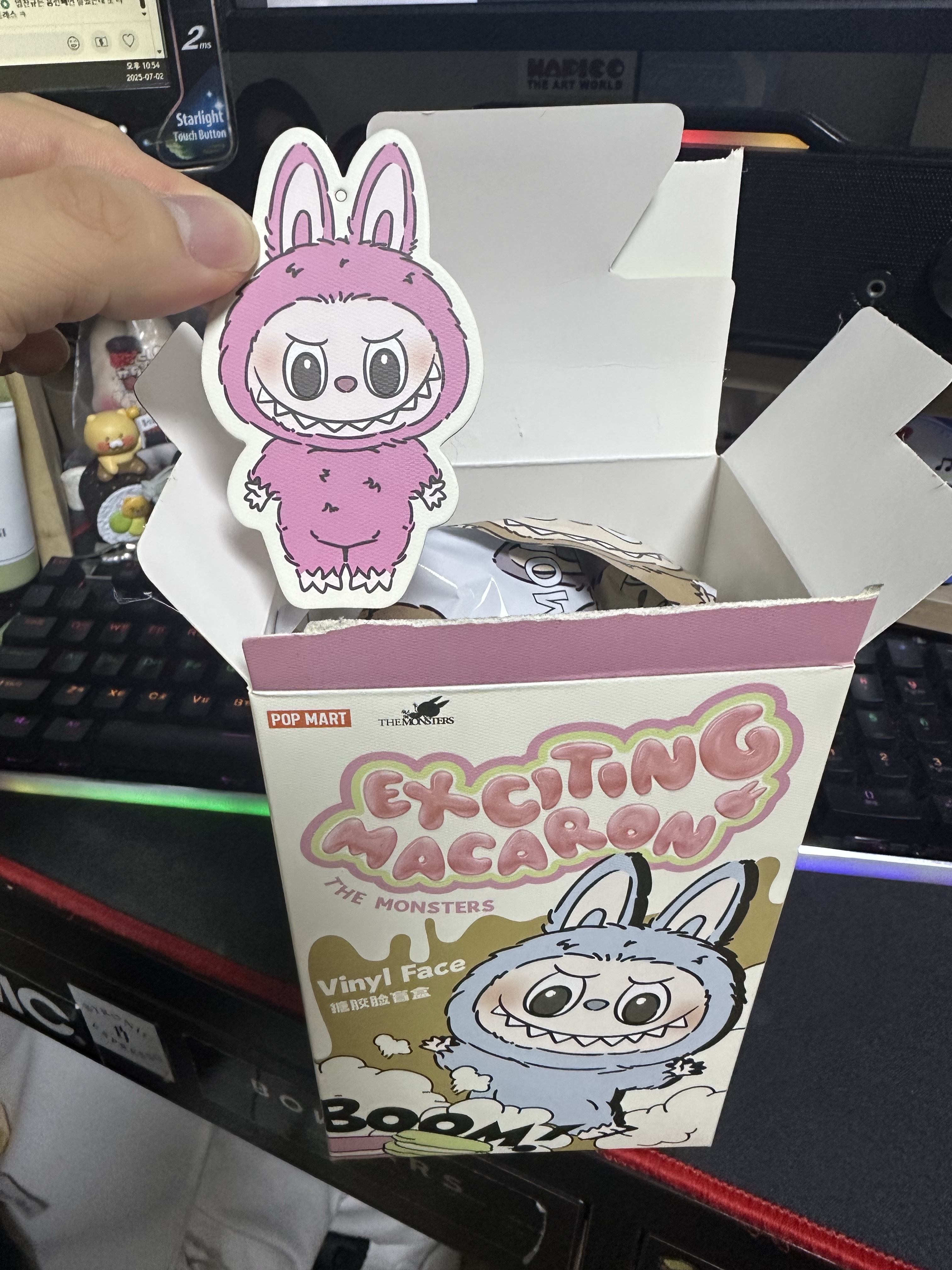 Pop Mart Labubu The Monsters Labubu Tasty Macarons Series Lyche Berry Keyring 착용 스타일