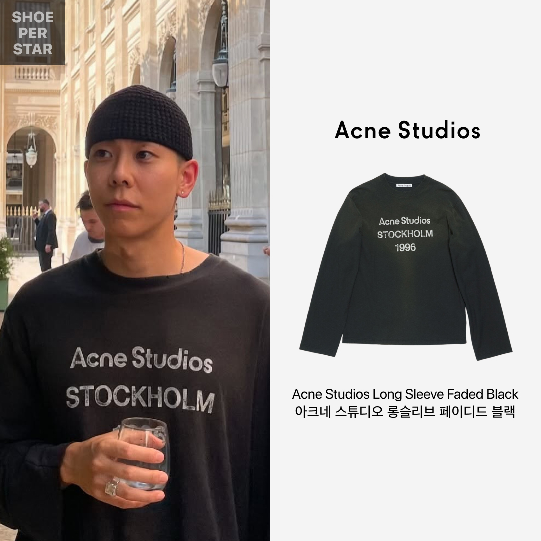 Acne Studios Logo Long Sleeve T-Shirt Faded Black 착용 스타일 - 2
