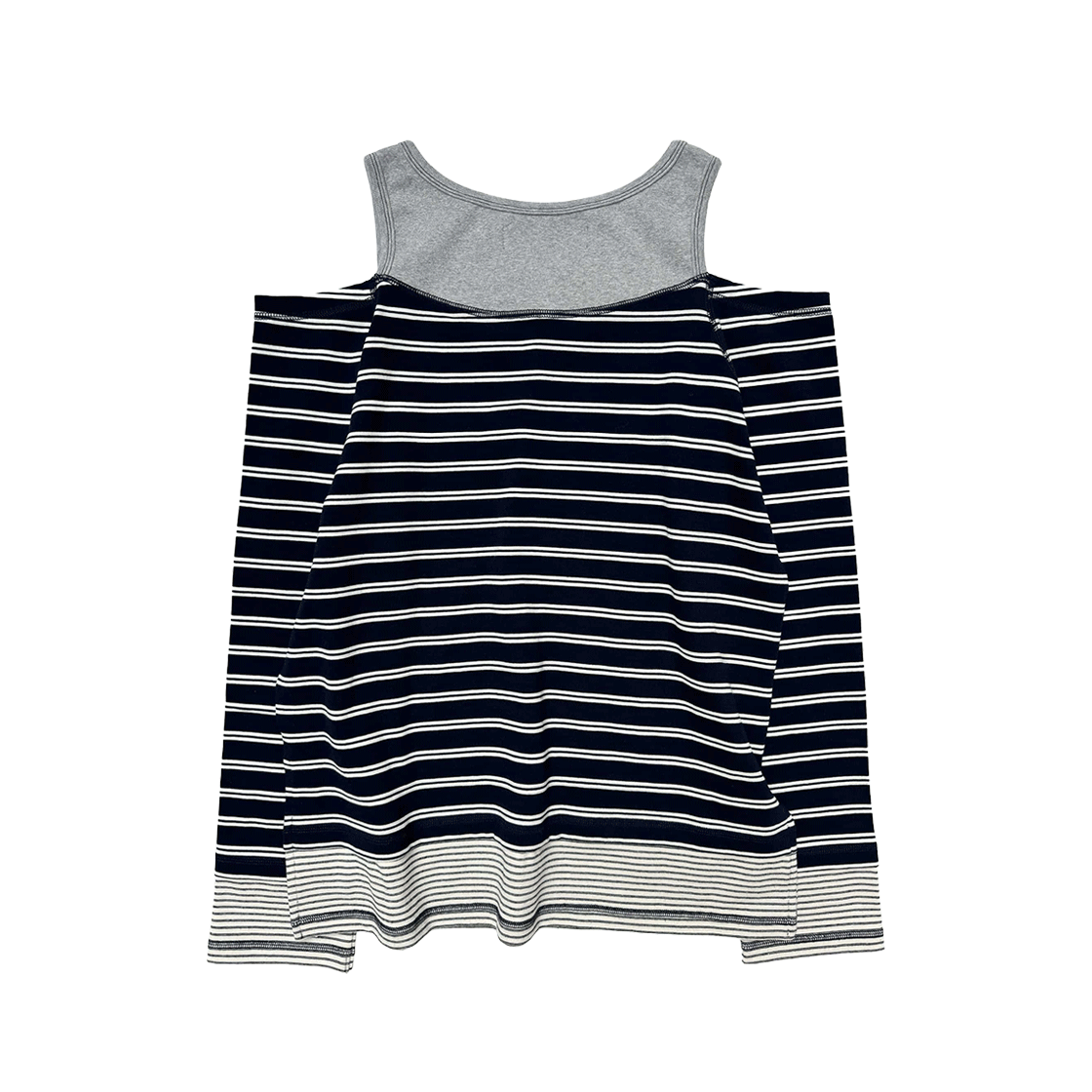 스틸레써디 오버로크 오프숄더 티셔츠 스트라이프 네이비(Still Lethardy Overlocked Off-Shoulder T-Shirt St.Navy) - 2