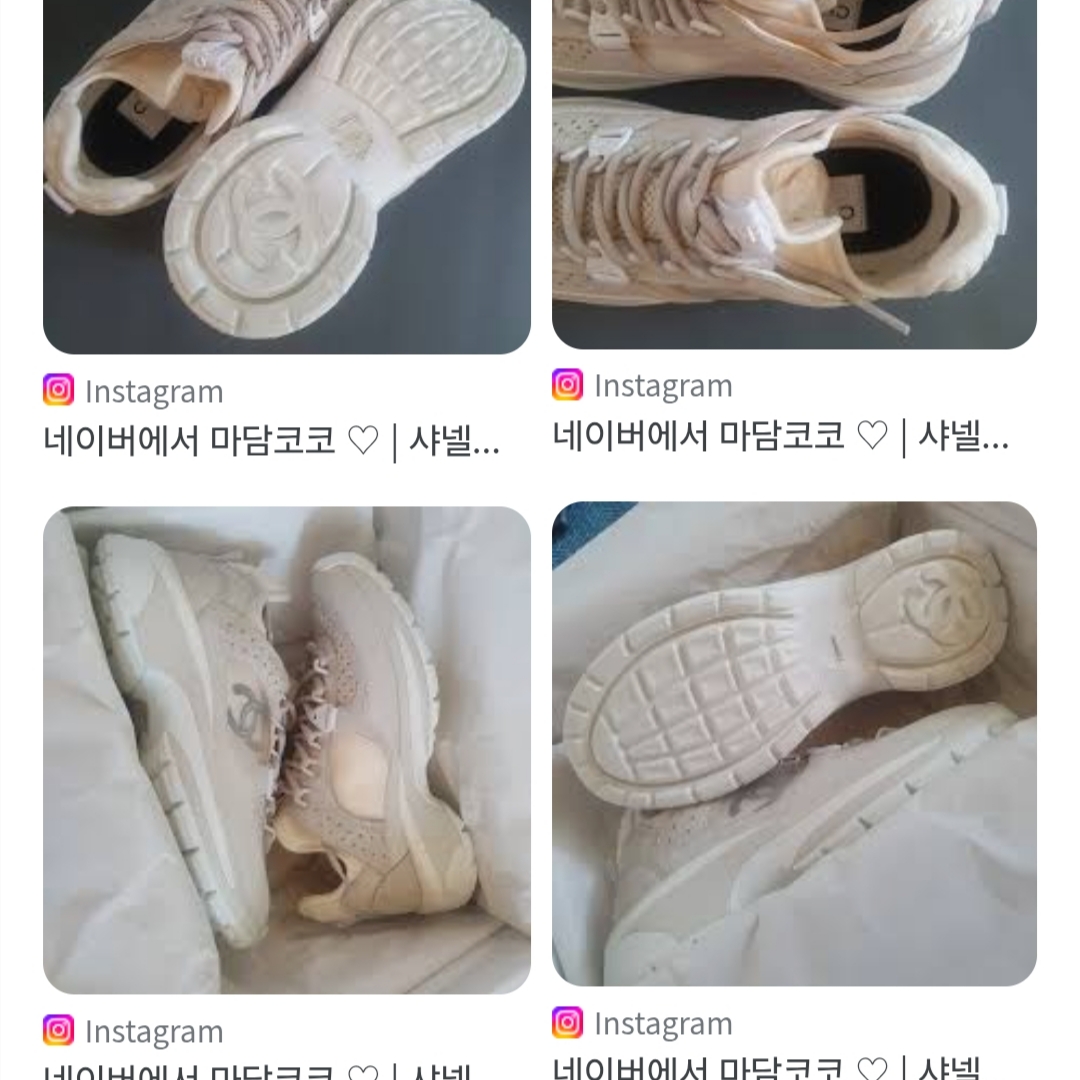 (W) Chanel Sneakers Fabric Suede Calfskin Mesh & White 착용 스타일 - 2