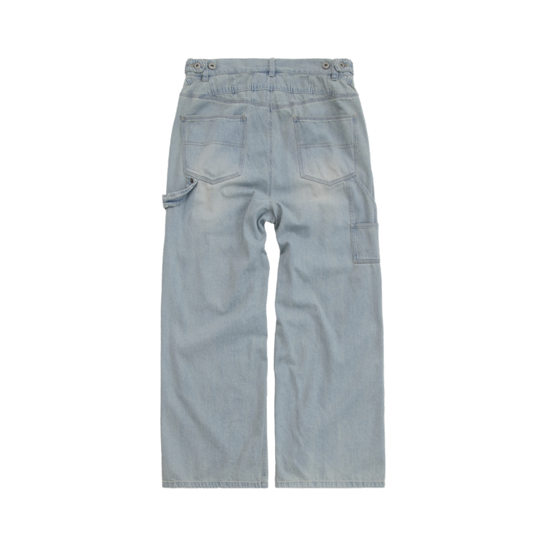PL5OPT0801HA Polyteru Patched Double Knee Denim Pants Bleached Ice - #2