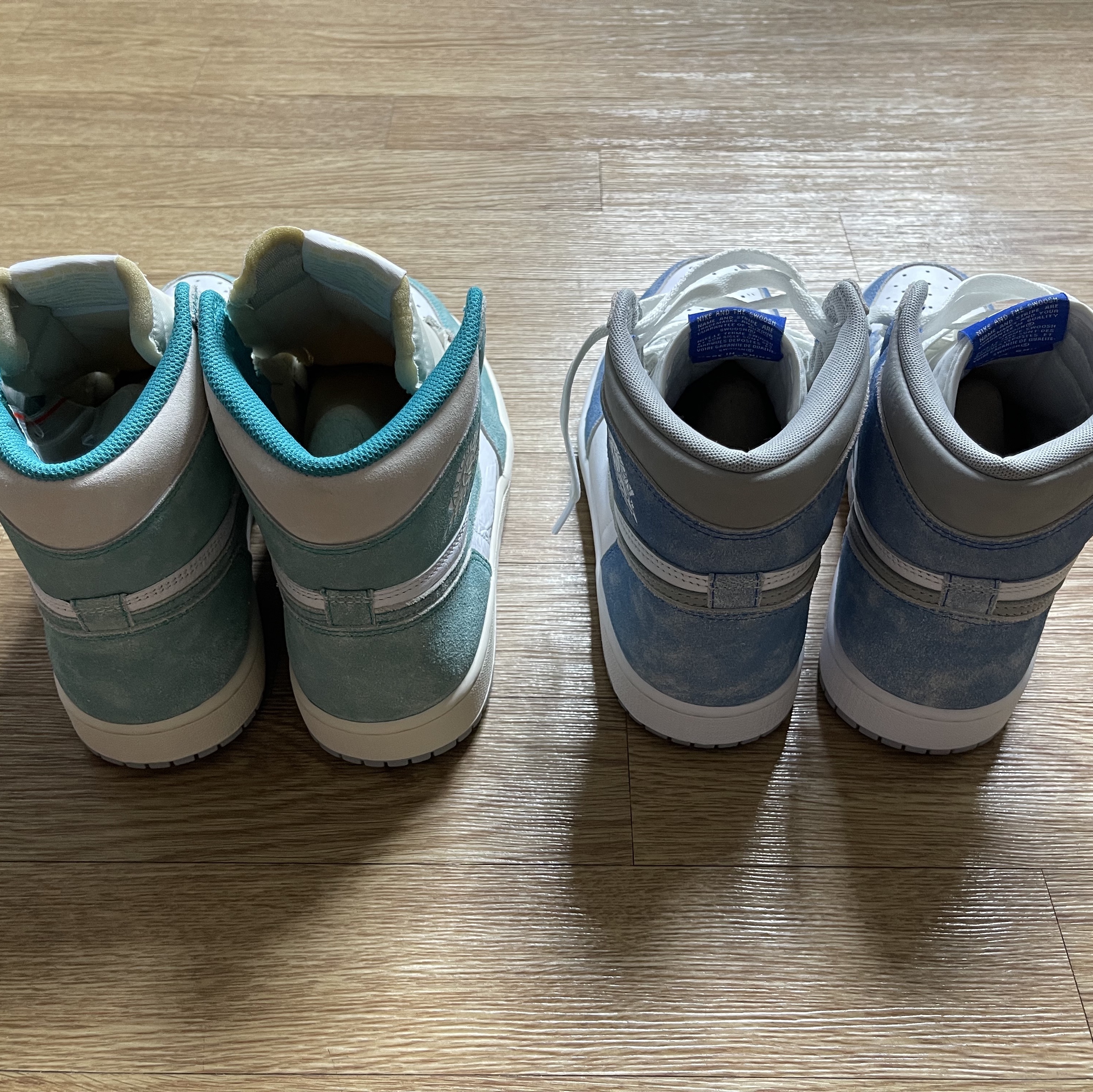 Jordan 1 Retro High OG Turbo Green, Jordan 1 Retro High OG Hyper Royal 착용 스타일