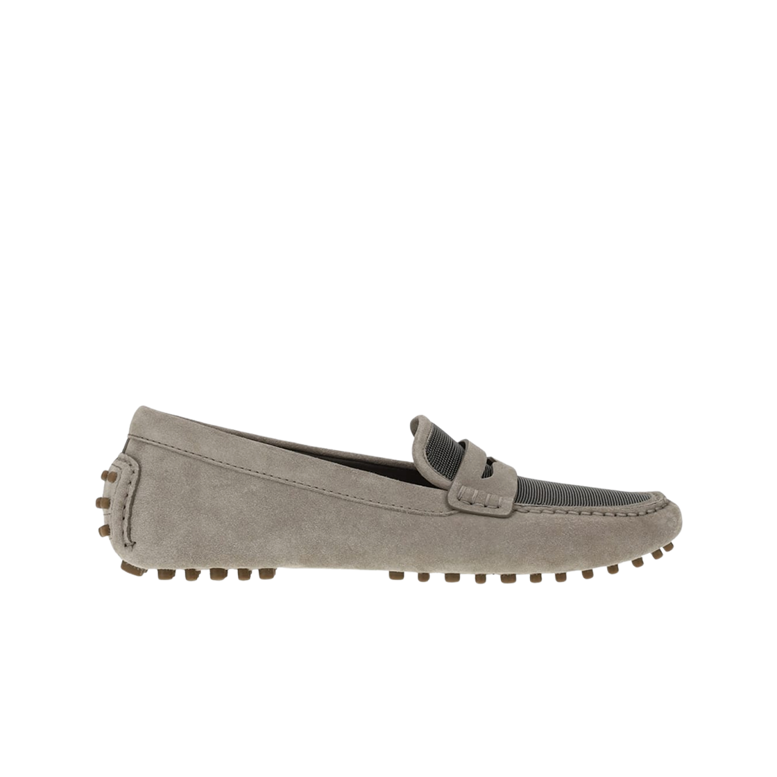 MZSFG2909-C5859 (W) Brunello Cucinelli Monili Suede Driving Loafer Light Grey