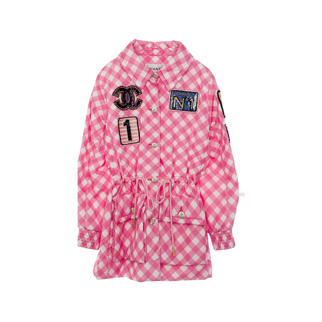 ITPP3RE4JE6V Chanel 23P Sequin Patch String Coat 36 Pink White