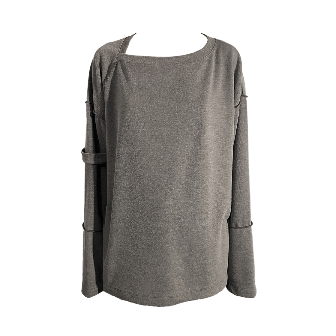 스틸레써디 슬립 넥 오버로크 탑 그레이(Still Lethardy Slip Neck Overlocked Top Grey)
