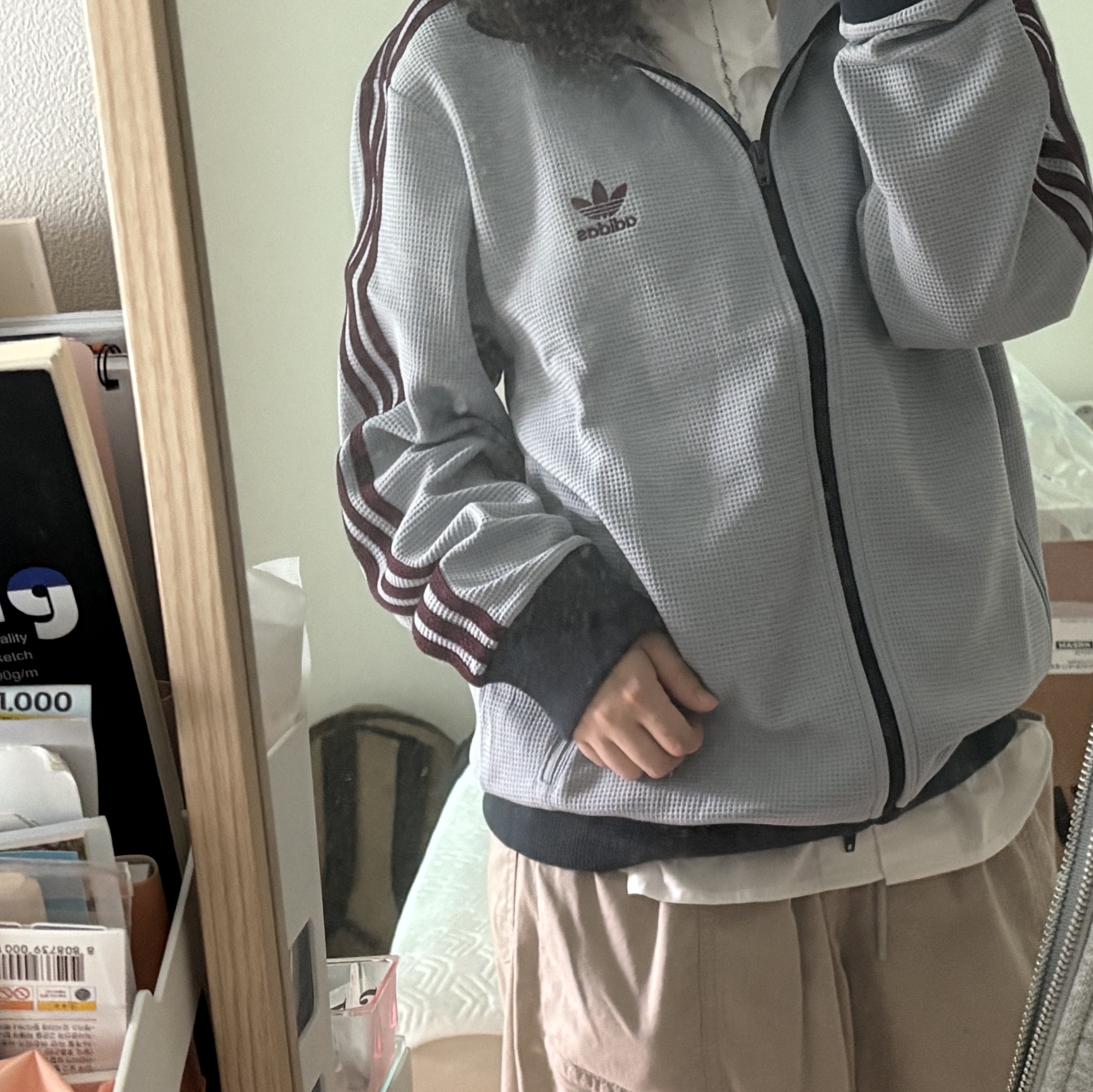 Adidas Originals Track Top Light Grey - KR Sizing 착용 스타일 - 2