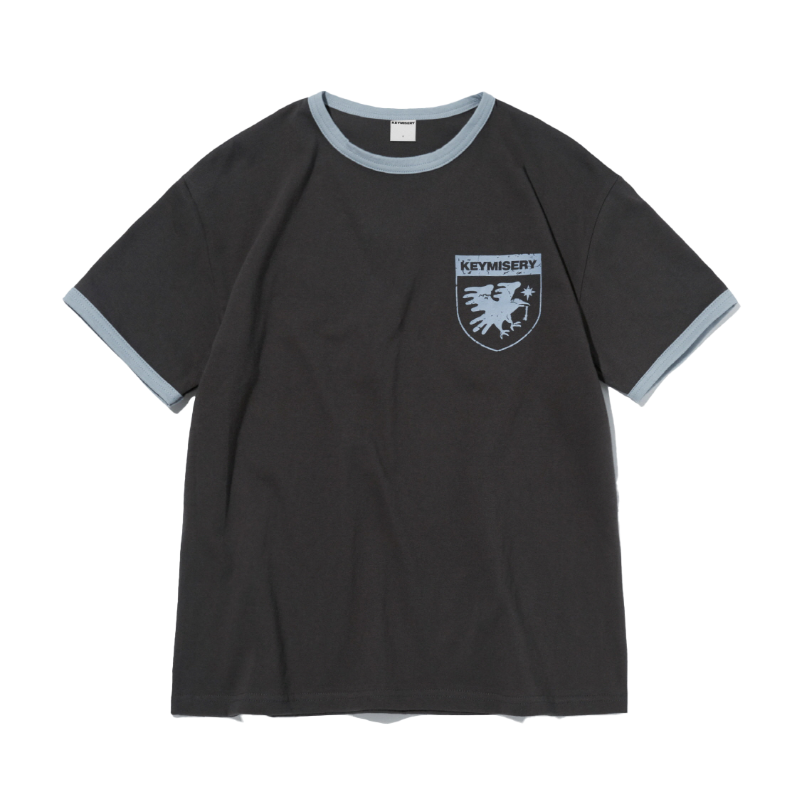 KAU3TS01-CHC Keymisery Crow Key's Crop Ringer T-Shirt Charcoal